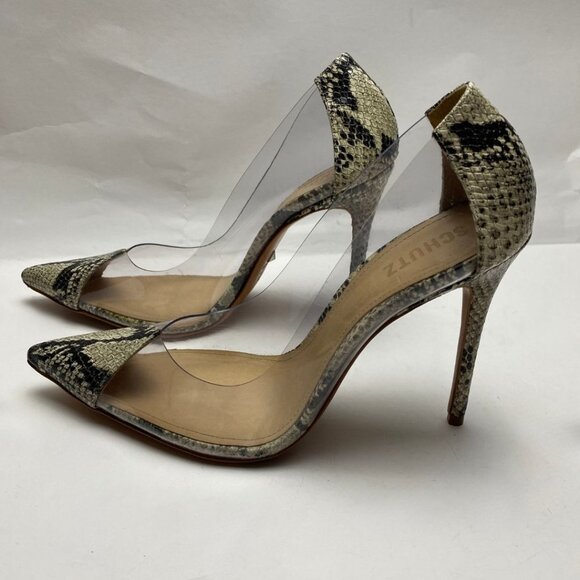 SCHUTZ Cendi Snake Print & Clear Pumps Size 10 - Picture 3 of 8